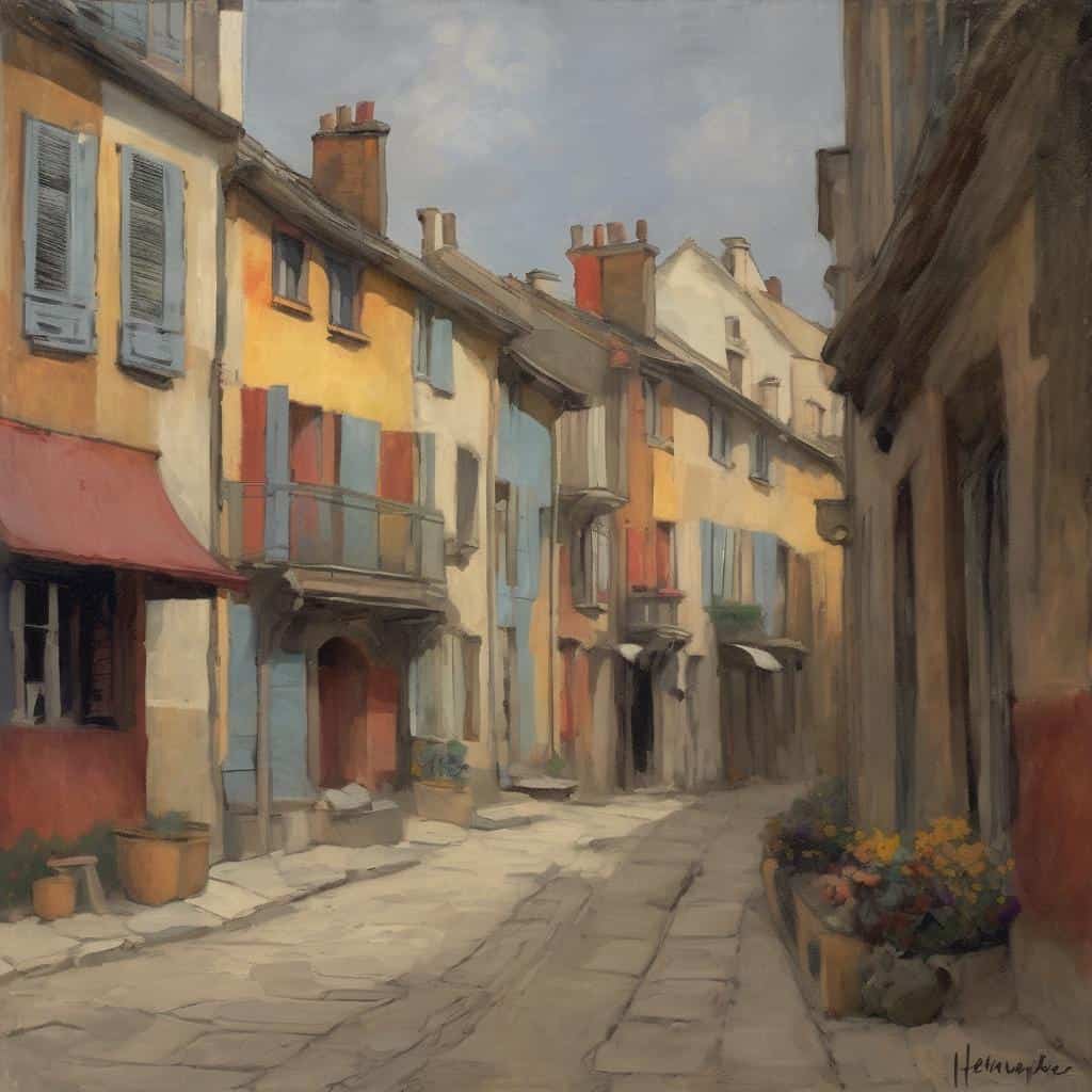 Παλιές πολύχρωμες πολυκατοικίες σε γραφική οδό, παραδοσιακός ελληνικός χαρακτήρας.